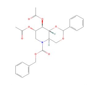 N-Benzyloxycarbonyl-4,6-O-phenylmethylene Deoxynojirimycin Diacetate (CAS 153373-52-5) - chemical structure image