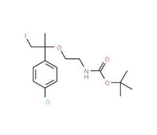N-Boc-(2-[1-(4-chlorophenyl)-2-iodo-1-methyl]ethoxy)ethylamine (CAS 271245-28-4) - chemical structure image