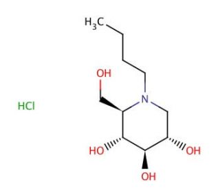N-Butyldeoxynojirimycin&middot;HCl (CAS 210110-90-0) - chemical structure image