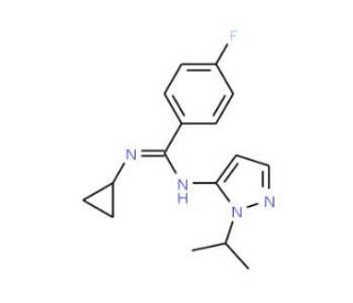 N-cyclopropyl-4-fluoro-N&prime;-(1-isopropyl-1H-pyrazol-5-yl)benzenecarboximidamide - chemical structure image