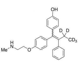N-Desmethyl-4-hydroxy Tamoxifen-d5 (1:1 E/Z Mixture) (CAS 170171-12-7 (unlabeled)) - chemical structure image