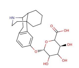 N-Desmethyl Dextrorphan &beta;-D-O-Glucuronide (CAS 19153-89-0) - chemical structure image