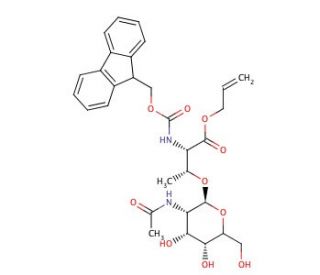 N-Fmoc-O-[2-acetamido-2-deoxy-&alpha;-D-galactopyranosyl]-L-threonine Allyl Ester (CAS 301843-65-2) - chemical structure image