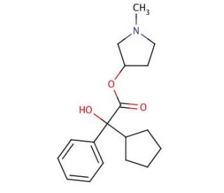 N-Methyl-3-pyrrolidinyl Cyclopentylmandelate (mixture of diastereomers) (CAS 13118-11-1&#0;) - chemical structure image