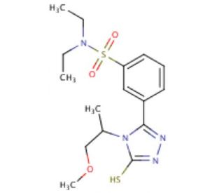 N,N-Diethyl-3-[5-mercapto-4-(2-methoxy-1-methyl-ethyl)-4H-[1,2,4]triazol-3-yl]-benzenesulfonamide - chemical structure image