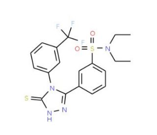 N,N-Diethyl-3-[5-mercapto-4-(3-trifluoromethyl-phenyl)-4H-[1,2,4]triazol-3-yl]-benzenesulfonamide - chemical structure image