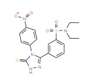 N,N-Diethyl-3-[5-mercapto-4-(4-nitro-phenyl)-4H-[1,2,4]triazol-3-yl]-benzenesulfonamide - chemical structure image
