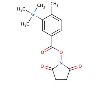N-Succinimidyl 4-Methyl-3-trimethylstannyl-benzoate (CAS 1260152-46-2) - chemical structure image