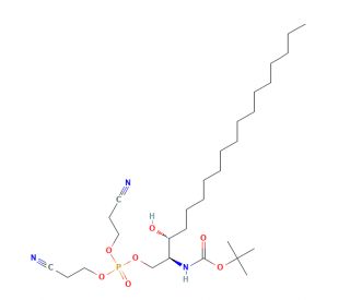 N-tert-Butyloxycarbonyl-D-erythro-dihydro-D-sphingosine-1-phosphate Dicyanoethyl Ester (CAS 169528-22-7) - chemical structure