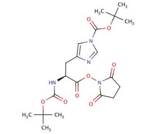 N<sup>&alpha;</sup>,N<sup>im</sup>-Bis-Boc-L-histidine N-hydroxysuccinimide ester (CAS 25616-02-8) - chemical structure image