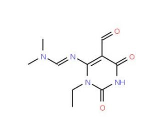 N&prime;-(3-Ethyl-5-formyl-2,6-dioxo-1,2,3,6-tetrahydro-pyrimidin-4-yl)-N,N-dimethyl-formamidine - chemical structure image