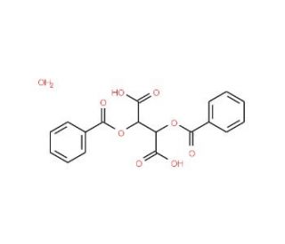O,O&prime;-Dibenzoyl D-tartaric acid monohydrate (CAS 80822-15-7) - chemical structure image