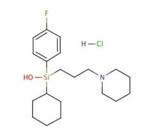 p-Fluorohexahydro-sila-difenidol hydrochloride (CAS 116679-83-5) - chemical structure image