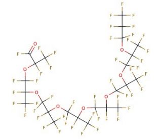 Perfluoro-2,5,8,11,14,17,20-heptamethyl-3,6,9,12,15,18,21-heptaoxatetracosanoyl fluoride (CAS 13140-25-5) - chemical structur
