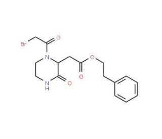 Phenethyl 2-[1-(2-bromoacetyl)-3-oxo-2-piperazinyl]acetate - chemical structure image