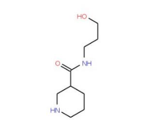 Piperidine-3-carboxylic acid (3-hydroxy-propyl)-amide (CAS 496057-59-1) - chemical structure image