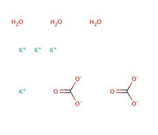 Potassium carbonate sesquihydrate (CAS 6381-79-9) - chemical structure image