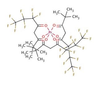 Praseodymium(III) tris(6,6,7,7,8,8,8-heptafluoro-2,2-dimethyl-3,5-octanedionate) (CAS 17978-77-7) - chemical structure image