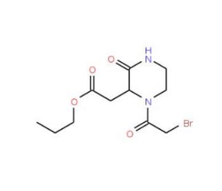 Propyl 2-[1-(2-bromoacetyl)-3-oxo-2-piperazinyl]-acetate - chemical structure image