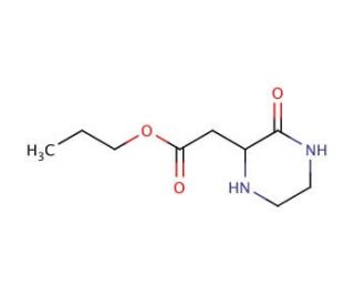 Propyl 2-(3-oxo-2-piperazinyl)acetate (CAS 90770-36-8) - chemical structure image