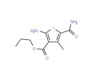 Propyl 2-amino-5-(aminocarbonyl)-4-methylthiophene-3-carboxylate - chemical structure image