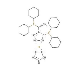 (R)-1-[(SP)-2-(Dicyclohexylphosphino)ferrocenyl]ethyldicyclohexylphosphine (CAS 167416-28-6) - chemical structure image