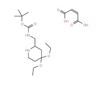 (R)-(&plus;)-2-(Boc-aminomethyl)-4,4-diethoxypiperidine fumarate - chemical structure image
