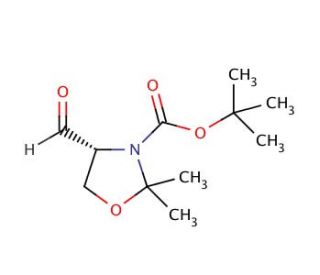 (R)-(&plus;)-3-Boc-2,2-dimethyloxazolidine-4-carboxaldehyde (CAS 95715-87-0) - chemical structure image