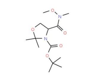 (R)-3-Boc-4-(methoxymethylcarbamoyl)-2,2-dimethyloxazolidine (CAS 167102-62-7) - chemical structure image