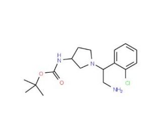 (R)-3-N-Boc-Amino-1-[2-amino-1-(2-chloro-phenyl)-ethyl]-pyrrolidine - chemical structure image