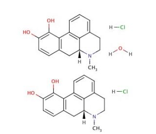 R-(&minus;)-Apomorphine hydrochloride hemihydrate (CAS 41372-20-7) - chemical structure image