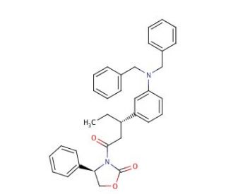 [R-(R*,S*)]-3-[3-[3-[Bis(phenylmethyl)amino]phenyl]-1-oxopentyl]-4-phenyl-2-oxazolidinone (CAS 174590-40-0) - chemical struct