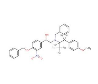 rac-N-Benzyl-N-[2-hydroxyl-2-(4-benzyloxy-3-nitrophenyl)-ethyl]-3-(4-methoxyphenyl)-2-propylamine-d6 - chemical structure ima