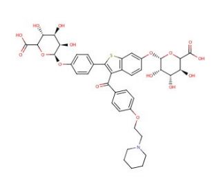 Raloxifene 6,4&prime;-Bis-&beta;-D-glucuronide (CAS 182507-20-6) - chemical structure image