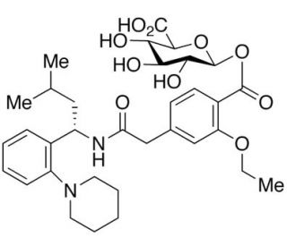 Repaglinide Acyl-&beta;-D-glucuronide (CAS 1309112-13-7) - chemical structure image
