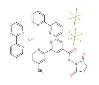 Ru(bpy)2(mcbpy-O-Su-ester)(PF6)2 (CAS 136724-73-7) - chemical structure image