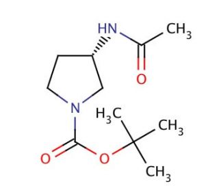 (S)-(&minus;)-1-Boc-3-acetamidopyrrolidine (CAS 114636-37-2) - chemical structure image