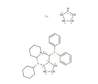 (S)-1-[(Rp)-2-(Dicyclohexylphosphino)ferrocenylethyl]diphenylphosphine (CAS 162291-01-2) - chemical structure image