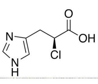 (S)-(&minus;)-2-Chloro-3-[4(5)-imidazolyl]propionic Acid (CAS 17561-26-1) - chemical structure image
