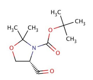 (S)-(&minus;)-3-Boc-2,2-dimethyloxazolidine-4-carboxaldehyde (CAS 102308-32-7) - chemical structure image