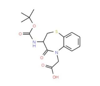 (S)-3-Boc-amino-5-(carbonylmethyl)-2,3-dihydro-1,5-benzothiazepin-4(5H)-one (CAS 250349-13-4) - chemical structure image