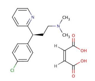 S-(+)-Chlorpheniramine maleate salt (CAS 2438-32-6) - chemical structure image