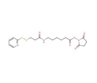 Succinimidyl 6-[3-(2-Pyridyldithio)propionamido]hexanoate (CAS 158913-22-5) - chemical structure image