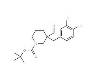 tert-Butyl 3-(3,4-dichlorobenzyl)-3-formyl-tetrahydro-1(2H)-pyridinecarboxylate - chemical structure image