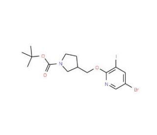 tert-Butyl 3-((5-bromo-3-iodopyridin-2-yloxy)-methyl)pyrrolidine-1-carboxylate (CAS 1186311-10-3) - chemical structure image