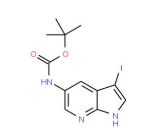 tert-Butyl 3-iodo-1H-pyrrolo[2,3-b]pyridin-5-ylcarbamate (CAS 1015609-19-4) - chemical structure image