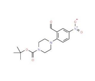 tert-Butyl 4-(2-formyl-4-nitrophenyl)tetrahydro-1(2H)-pyrazinecarboxylate - chemical structure image