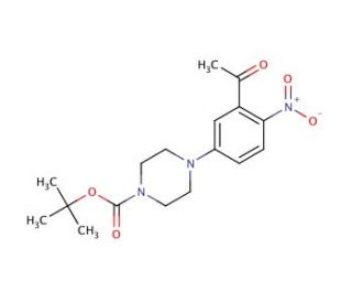 tert-Butyl 4-(3-acetyl-4-nitrophenyl)tetrahydro-1(2H)-pyrazinecarboxylate - chemical structure image