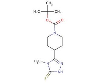 tert-Butyl 4-(4-methyl-5-sulfanyl-4H-1,2,4-triazol-3-yl)tetrahydro-1(2H)-pyridinecarboxylate - chemical structure image
