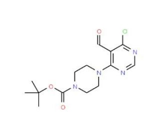 tert-Butyl 4-(6-chloro-5-formyl-4-pyrimidinyl)-tetrahydro-1(2H)-pyrazinecarboxylate - chemical structure image